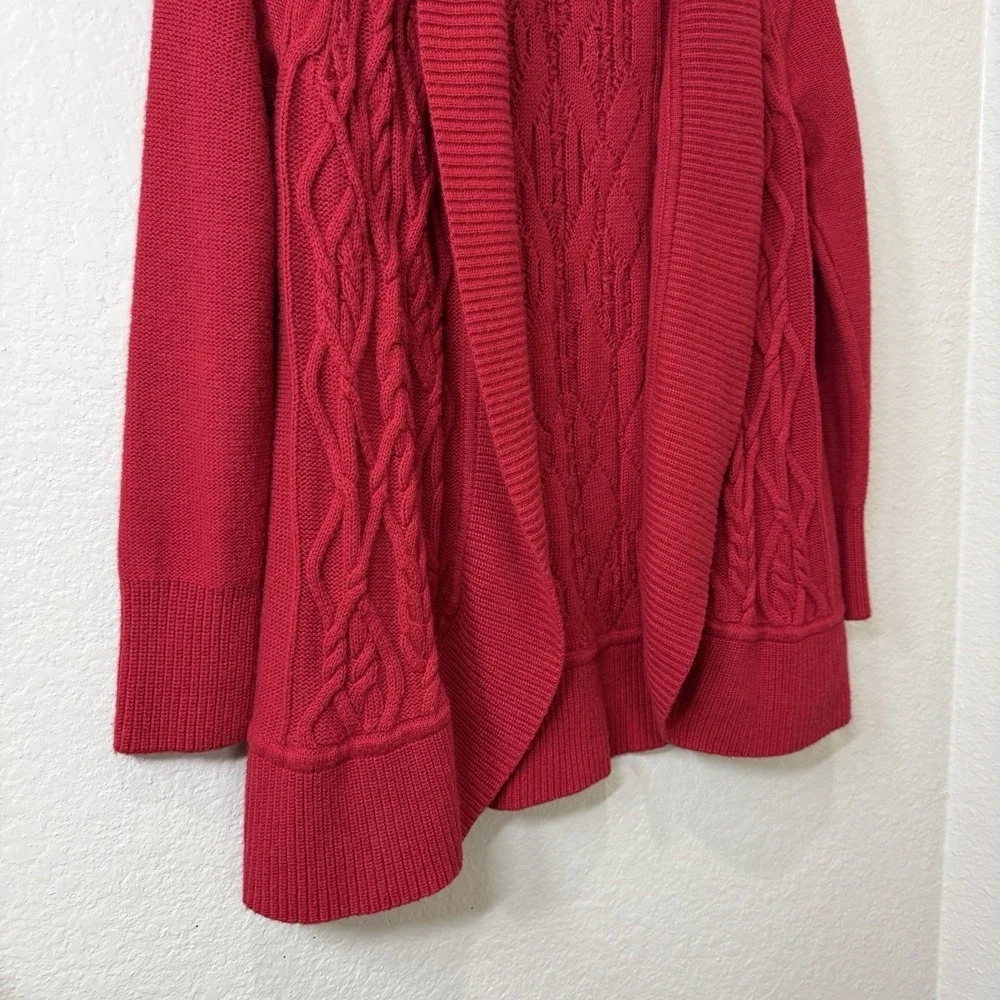 Talbots Cardigan Sweater Womens Petite Size M Red Knit Long Sleeves Wool Blend